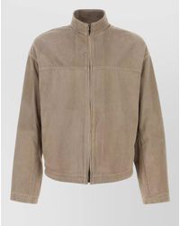 Emporio Armani - Suede Jacket Corduroy Texture High Collar - Lyst