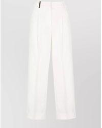 Peserico - Cotton Wide Leg Trousers With Pleated Design - Lyst