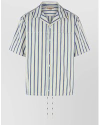 Marni - Cotton Shirt Striped Pattern Drawstring Hem - Lyst