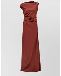 Max Mara - Satin Asymmetric One-Shoulder Draped Maxi Dress - Lyst
