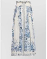 Zimmermann - Cotton Printed Pleated Mid-Rise A-Line Maxi Skirt - Lyst