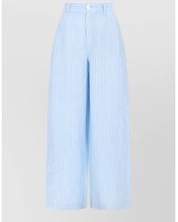 120% Lino - Linen High Waist Striped Tailored Trousers - Lyst