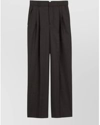 Ami Paris - Wool High-Rise Wide-Leg Pleated Tailored Trousers - Lyst