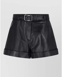 Sportmax - Leather Straight Bermuda Shorts - Lyst