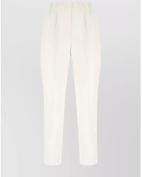 Brunello Cucinelli - Silk Blend Pleated Tapered Trousers - Lyst