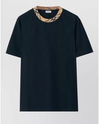 Burberry - Check Motif Cotton T-Shirt - Lyst