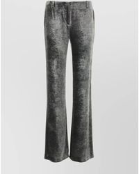 Alberta Ferretti - Opulent Wide-Leg Velvet Pant With Belt Loops - Lyst