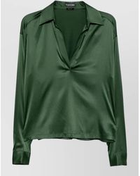 Tom Ford - Silk Satin Stretch Long-Sleeve Polo Shirt - Lyst