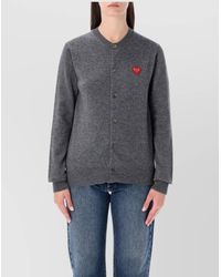 COMME DES GARÇONS PLAY - Wool Crystal Embellished Round Neck Cardigan - Lyst