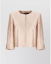Alberta Ferretti - Silk Blend Cropped Jacket - Lyst