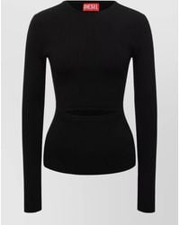 DIESEL - Long Sleeve Crew Neck Ribbed Cut Out Top - Lyst