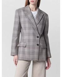 Anine Bing - Checked Jacket Flap Pockets Long Sleeves - Lyst