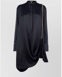 Loewe - Draped High Neckline Dress With Chain Detail - Lyst