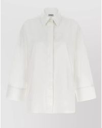 Alberto Biani - Cotton Shirt Collared Neck Cuffed Long Sleeves - Lyst