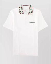 CASABLANCA - Short Sleeve Top Embroidered Collar Detail - Lyst