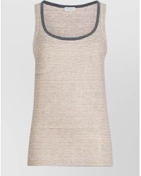 Brunello Cucinelli - Linen Striped Sleeveless Tank Top - Lyst