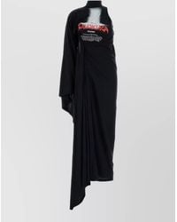 Balenciaga - Cotton Dress One Shoulder Graphic Print Midi - Lyst