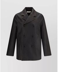 NAMACHEKO - Leather Notch Lapel Jacket With Side Welt Pockets - Lyst