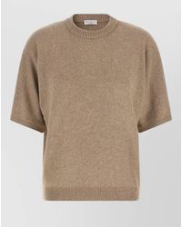 Brunello Cucinelli - Diamante Sequin Cashmere Silk Short Sleeve Sweater - Lyst