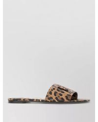 Dolce & Gabbana - Leather Leopard-Print Slides - Lyst