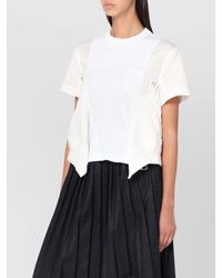 Sacai - Cotton And Nylon T-Shirt With Asymmetric Hem - Lyst