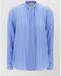 Michael Kors - Striped Motif Print Blouse With Fabric Scarf - Lyst