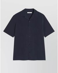 Maison Kitsuné - Straight Fit Textured Short Sleeve Collar Top - Lyst