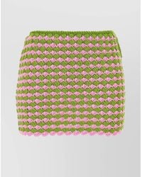 Prada - Cotton Two-Tone Crochet Mini Skirt - Lyst