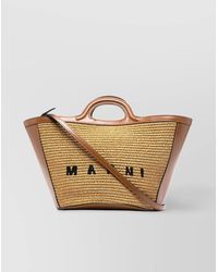 Marni - Tropicalia Small Raffia And Leather Tote Bag - Lyst