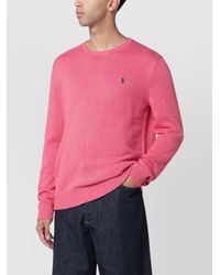 Polo Ralph Lauren - Cotton Crew Neck Sweater With Ribbed Cuffs - Lyst
