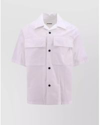 Jil Sander - Cotton Bowling Collar Short Sleeve Shirt - Lyst