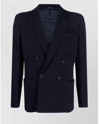 Giorgio Armani - Textured Jacket With Notch Lapels And Pockets - Lyst