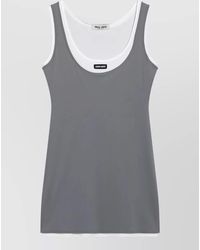 Miu Miu - Scoop Neckline Sleeveless Dress Contrast Trim - Lyst