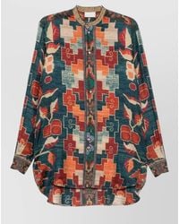 Pierre Louis Mascia - Silk Shirt Band Collar Buttoned Cuffs - Lyst