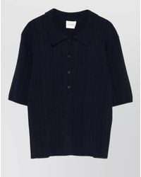 Closed - Polo Collar Ribbed Knit Cotton Shirt - Lyst