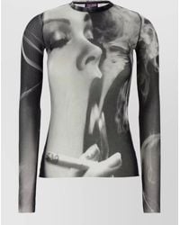 Jean Paul Gaultier - Printed Mesh Long-Sleeve Top - Lyst