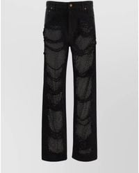 DARKPARK - Denim Crystal-Embellished Ripped Mid-Rise Straight-Leg Jeans - Lyst