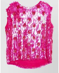 Dries Van Noten - Embroidered Sequin Round Neck Sleeveless Top - Lyst