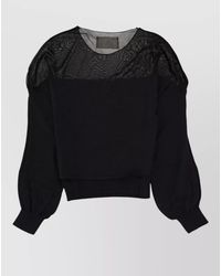Circus Hotel - Top Crew Neck Long Sleeves Sheer Panel - Lyst