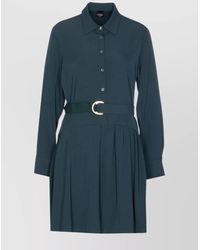 Pinko - Waist Belt Long Sleeve Pleated Dress - Lyst