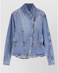 Isabel Marant - Denim Paneled Gathered Asymmetric Jacket - Lyst