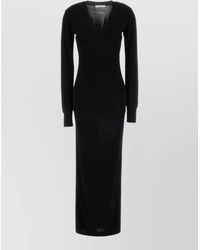 Entire studios - Viscose Long-Sleeve V-Neck Midi Knitted Dress - Lyst