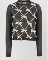 Moschino - Wool Sweater Crew Neck Bow Detail - Lyst