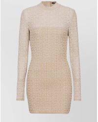 Balmain - Knit Logo-Pattern Mini Dress - Lyst