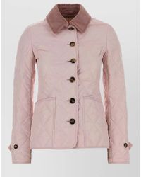 Burberry - Quilted Polyester Jacket Corduroy Collar Pockets - Lyst