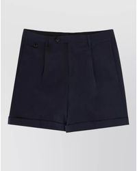 Lardini - Cotton Tailored Shorts Belt Loops Pleats - Lyst