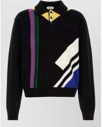 Versace - Wool Long-Sleeve Polo Shirt - Lyst