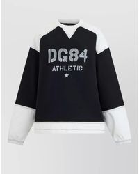Dolce & Gabbana - Cotton V-Neck Long-Sleeve Logo-Print Sweatshirt - Lyst