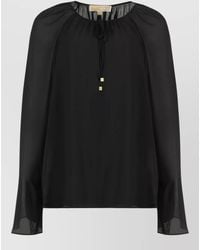 MICHAEL Michael Kors - Crepe Blouse Tie Neck Bow Detail - Lyst