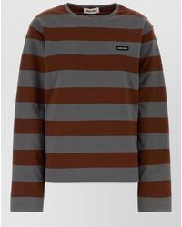 Miu Miu - Cotton Oversized T Shirt Long Sleeves Striped - Lyst